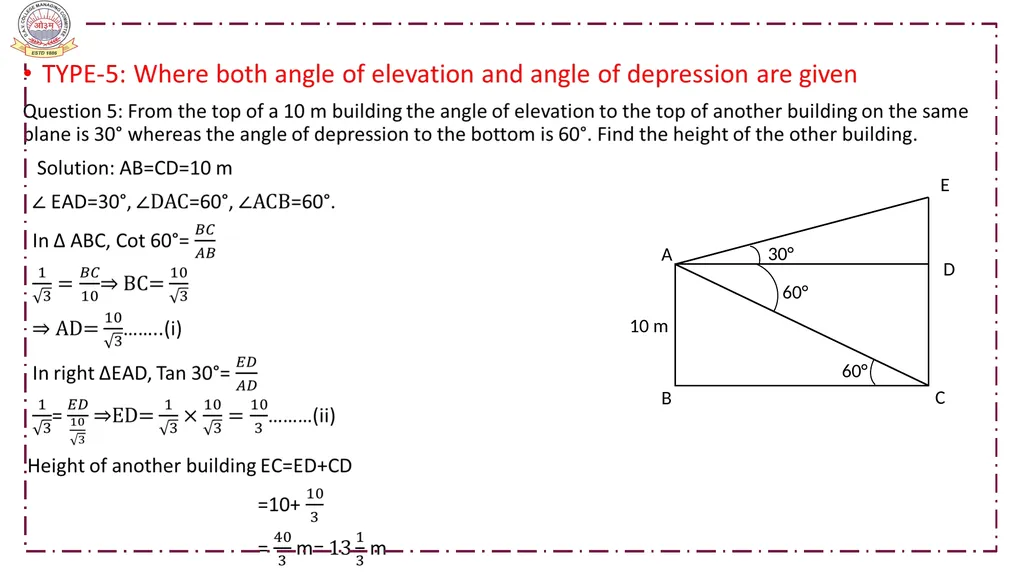 CLASS-X MATHEMATICS TOPIC:APPLICATIONS OF - slide 25 of 38