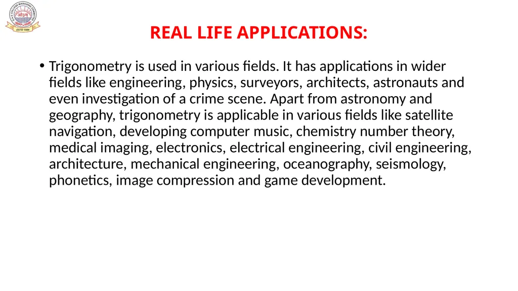CLASS-X MATHEMATICS TOPIC:APPLICATIONS OF - slide 7 of 38