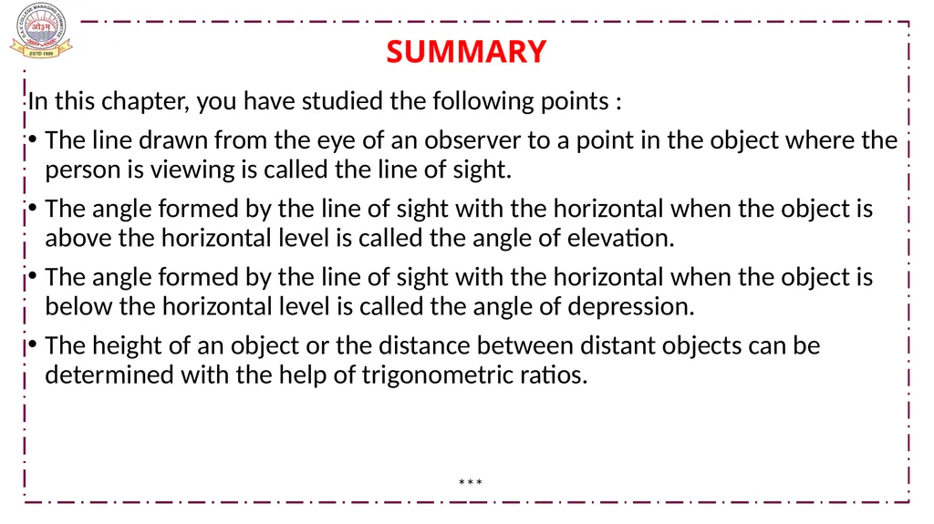 CLASS-X MATHEMATICS TOPIC:APPLICATIONS OF - slide 37 of 38