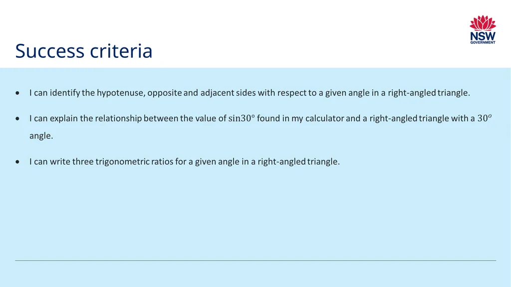 The sine and cosine ratios Explicit teaching The - slide 7 of 7