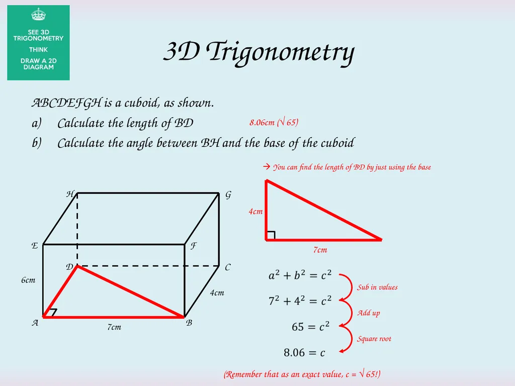 3D Trigonometry Starter Can you find the value of - slide 4 of 11