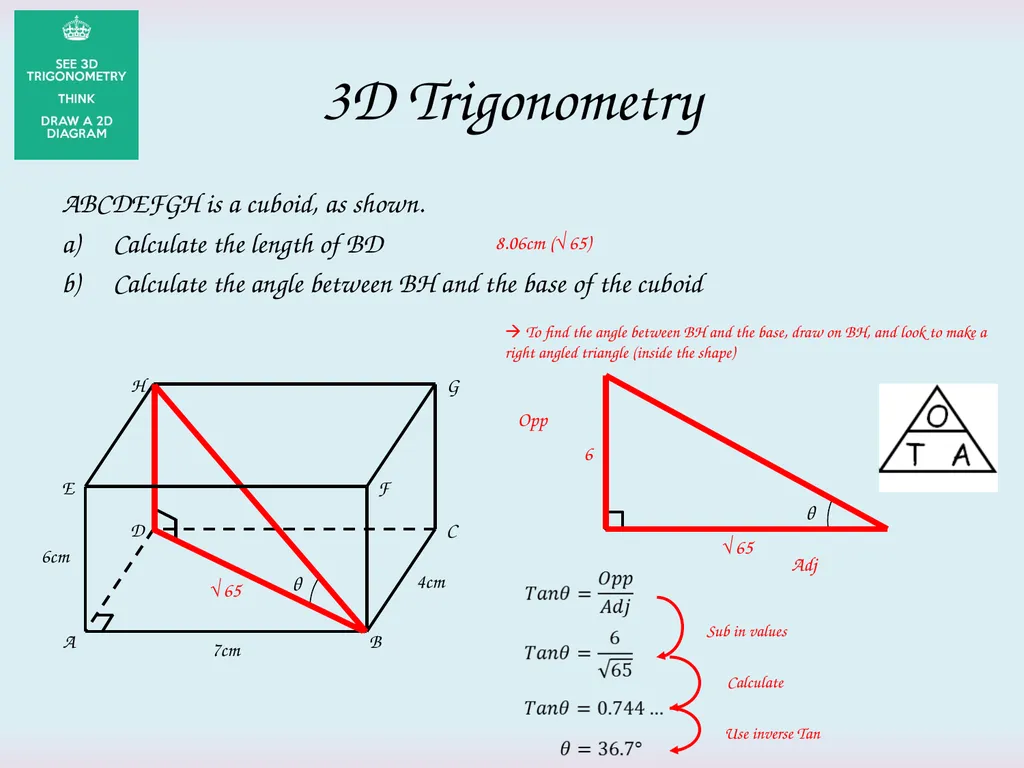 3D Trigonometry Starter Can you find the value of - slide 5 of 11