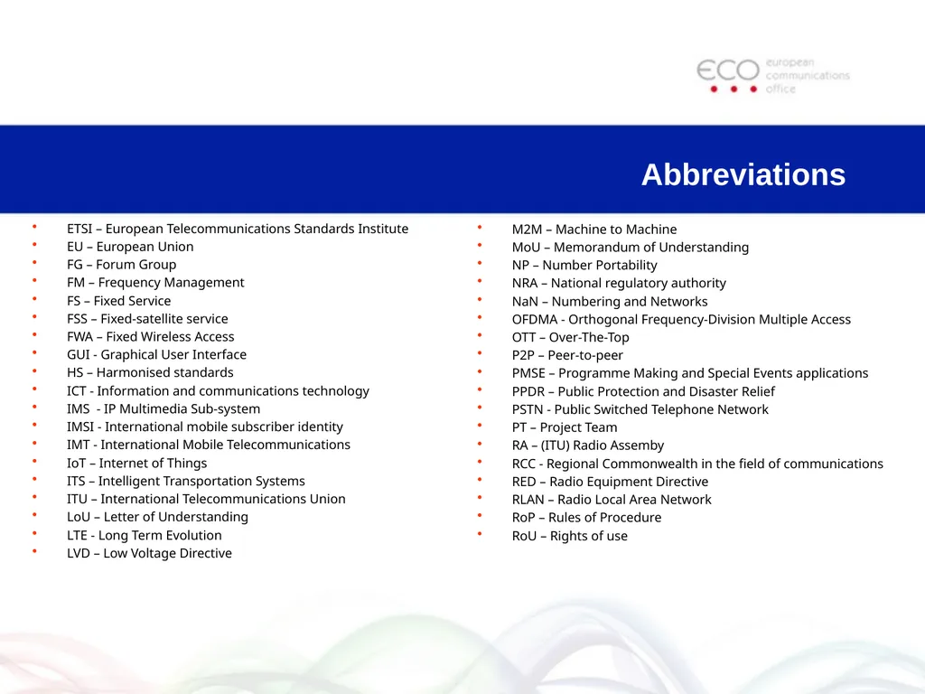 Abbreviations APT - Asia-Pacific Telecommunity - slide 2 of 3