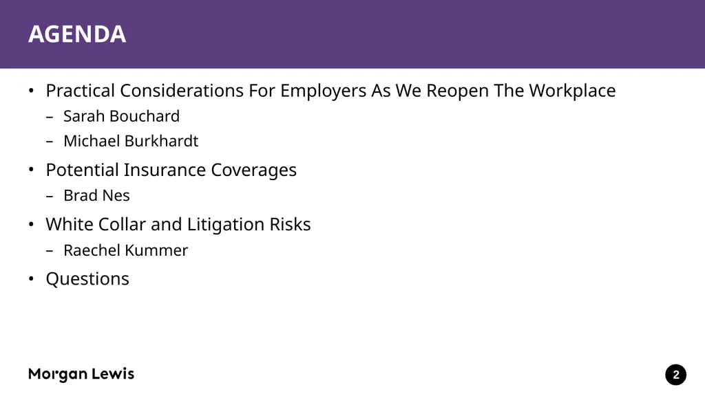 Reopening the Workplace and Insurance Issues in - slide 2 of 31