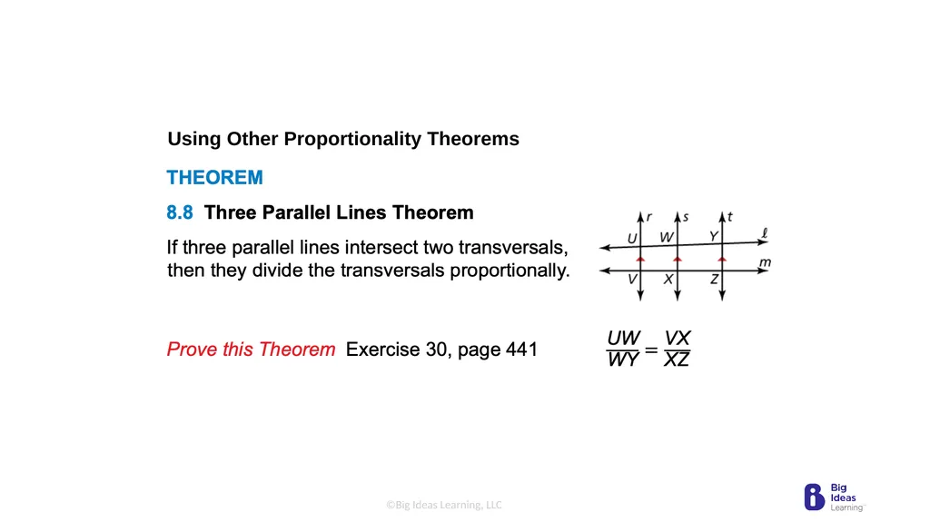 Lesson 8.4 Proportionality Theorems Learning - slide 9 of 13
