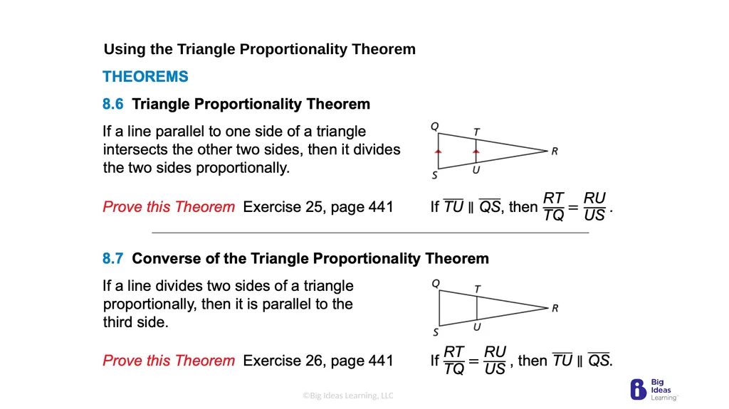 Lesson 8.4 Proportionality Theorems Learning - slide 3 of 13