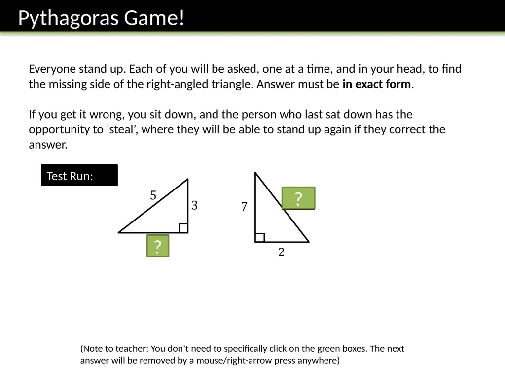 Year 7 Pythagoras’ Theorem Dr J Frost - slide 10 of 31