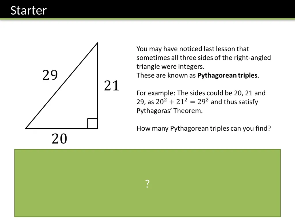 Year 7 Pythagoras’ Theorem Dr J Frost - slide 14 of 31