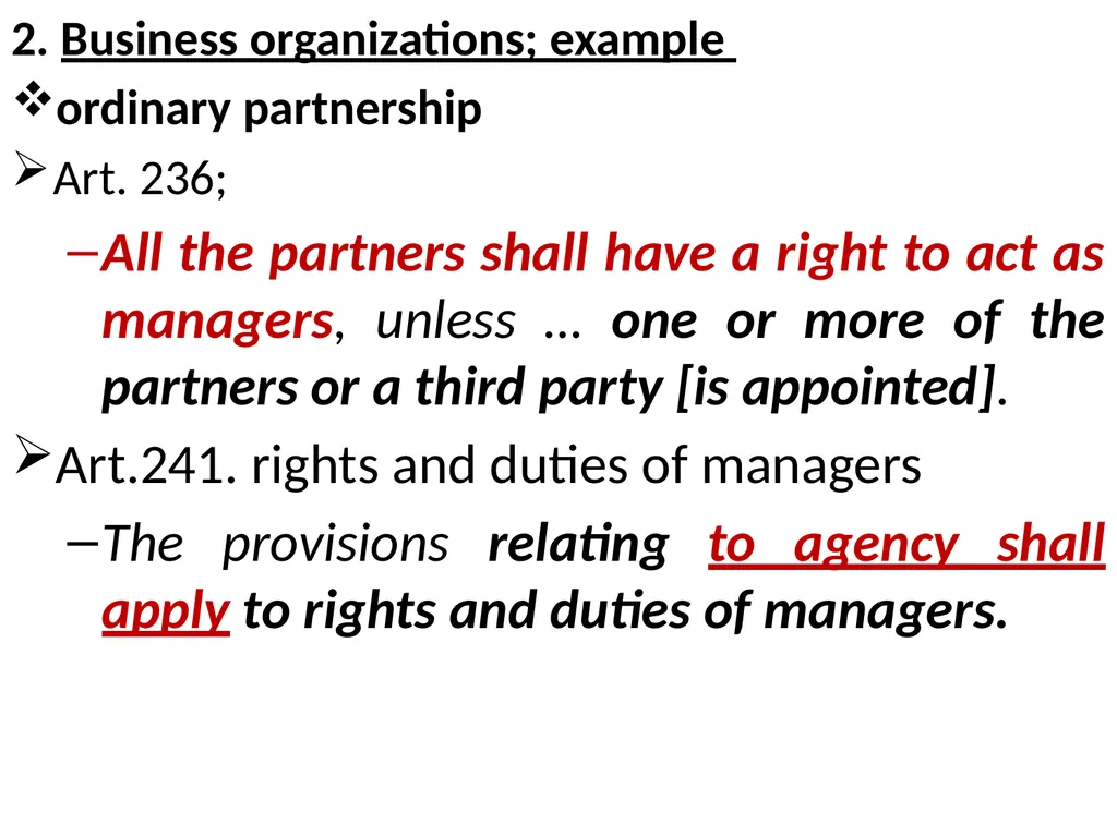 Chapter One 1. The concept of the law of agency - slide 33 of 185