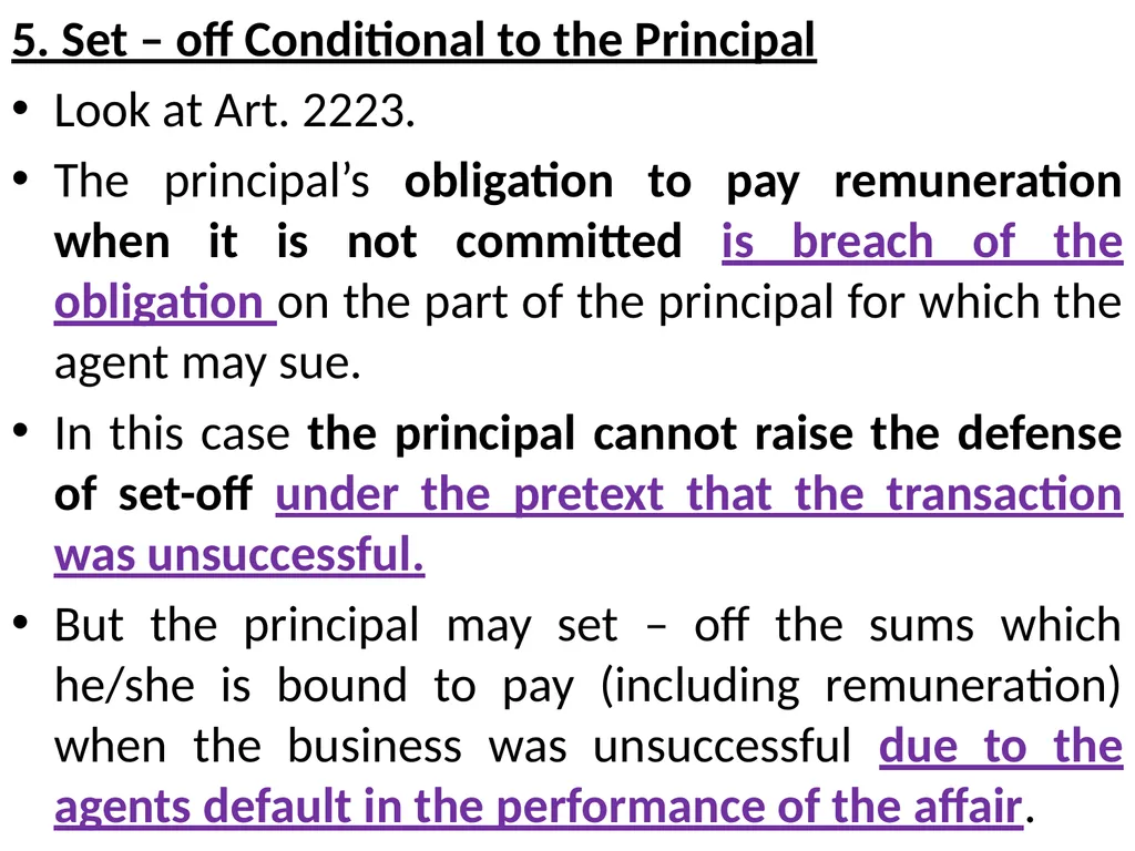 Chapter One 1. The concept of the law of agency - slide 183 of 185