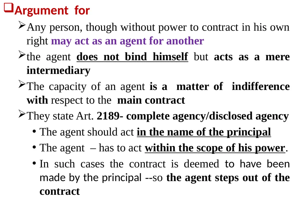 Chapter One 1. The concept of the law of agency - slide 46 of 185