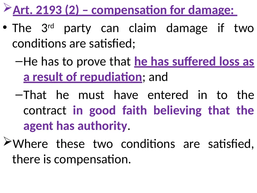 Chapter One 1. The concept of the law of agency - slide 145 of 185