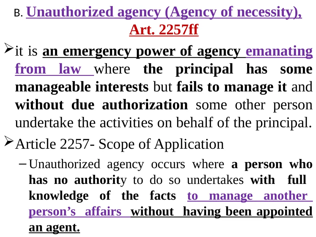 Chapter One 1. The concept of the law of agency - slide 126 of 185