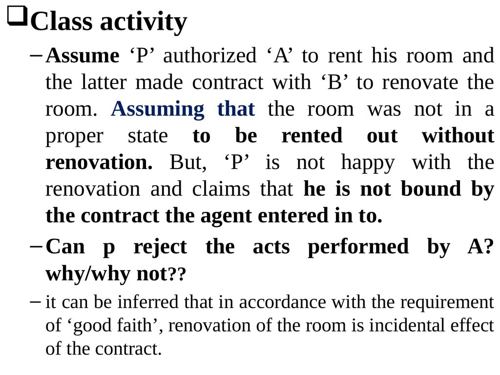 Chapter One 1. The concept of the law of agency - slide 71 of 185