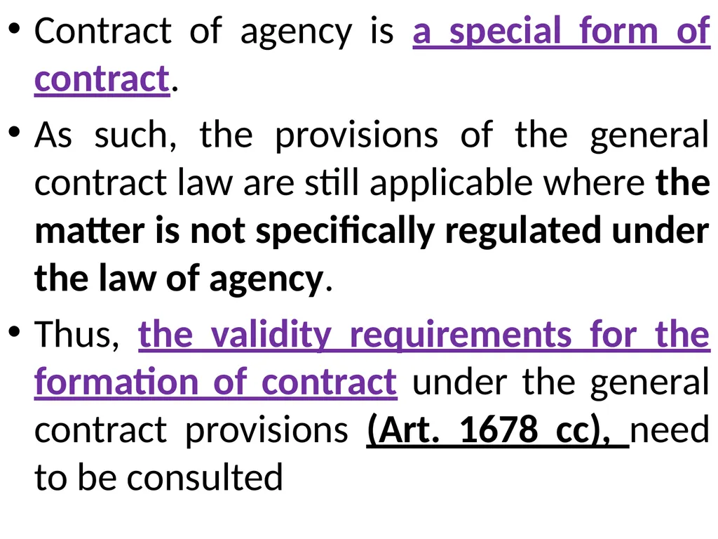 Chapter One 1. The concept of the law of agency - slide 41 of 185