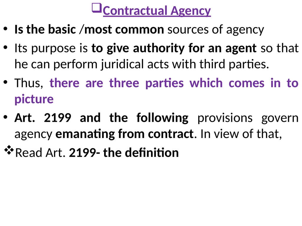 Chapter One 1. The concept of the law of agency - slide 39 of 185