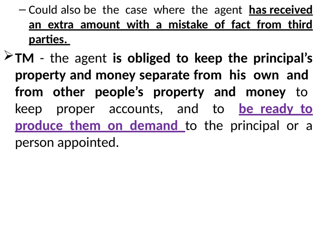 Chapter One 1. The concept of the law of agency - slide 168 of 185