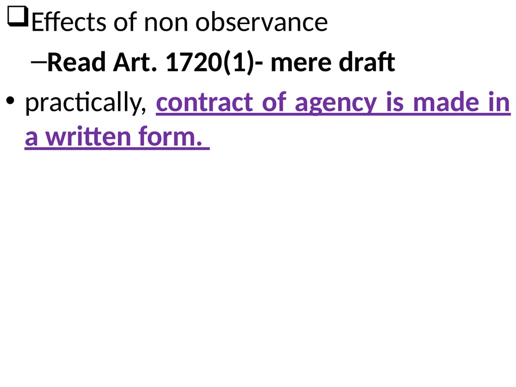 Chapter One 1. The concept of the law of agency - slide 62 of 185