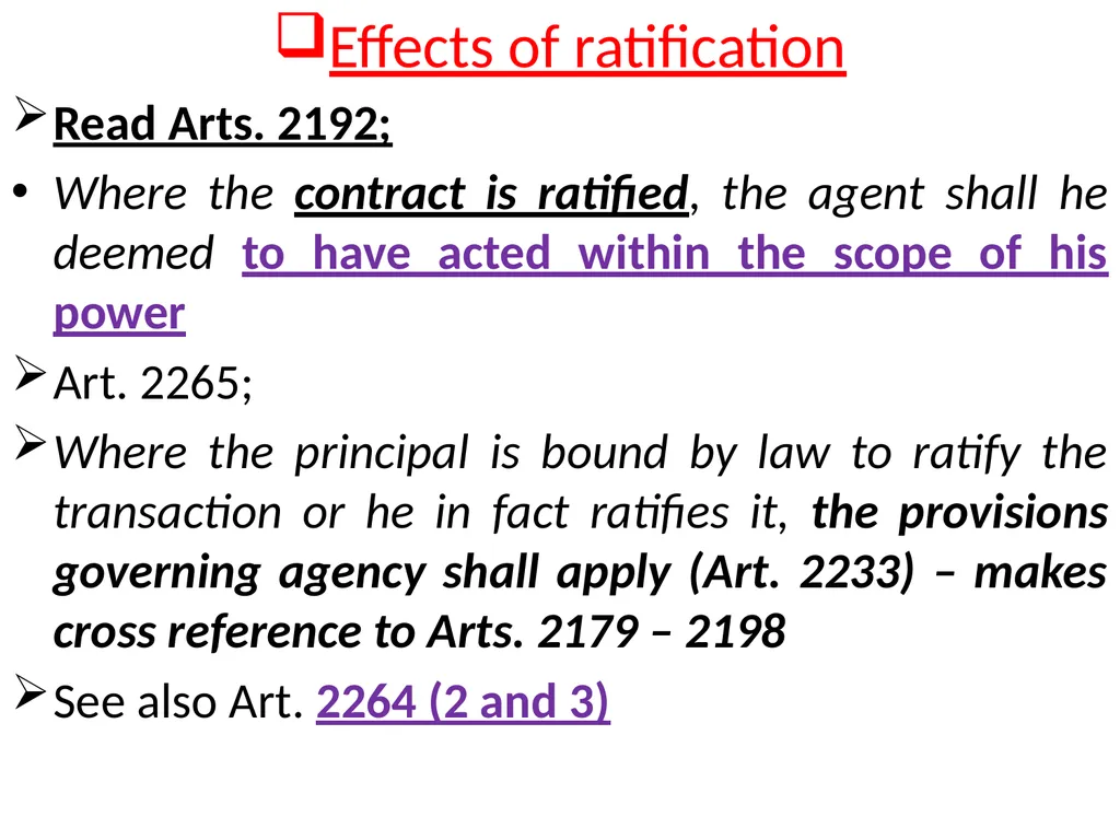 Chapter One 1. The concept of the law of agency - slide 132 of 185