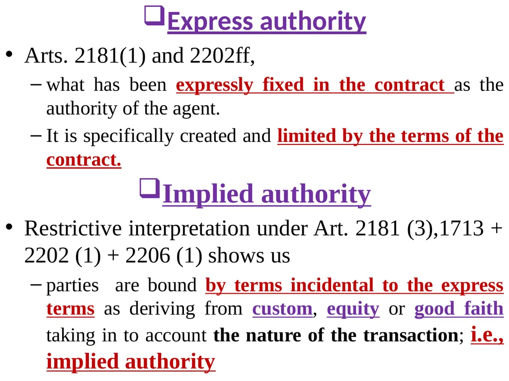 Chapter One 1. The concept of the law of agency - slide 90 of 185