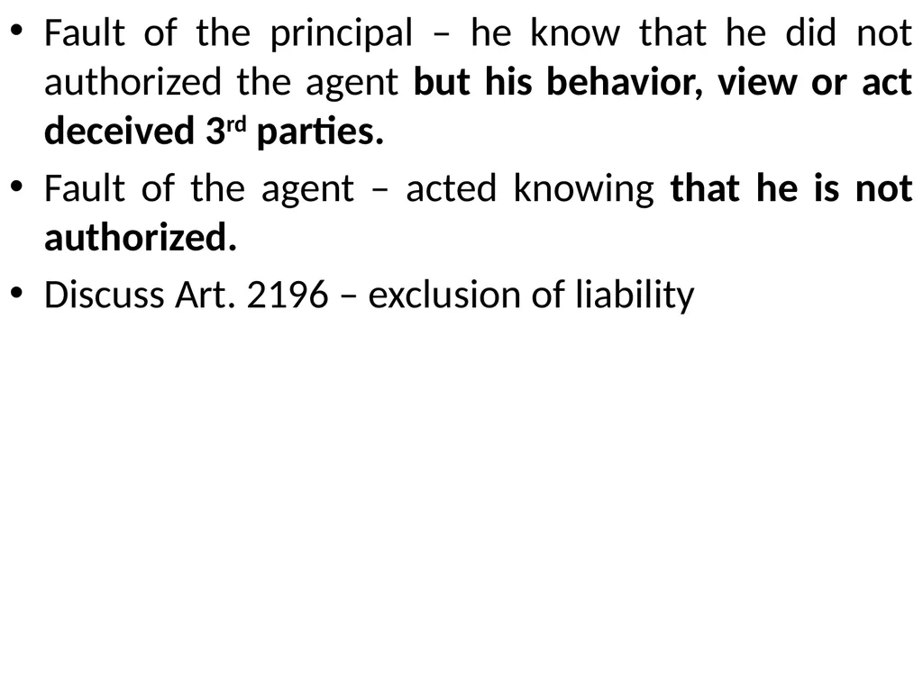 Chapter One 1. The concept of the law of agency - slide 148 of 185