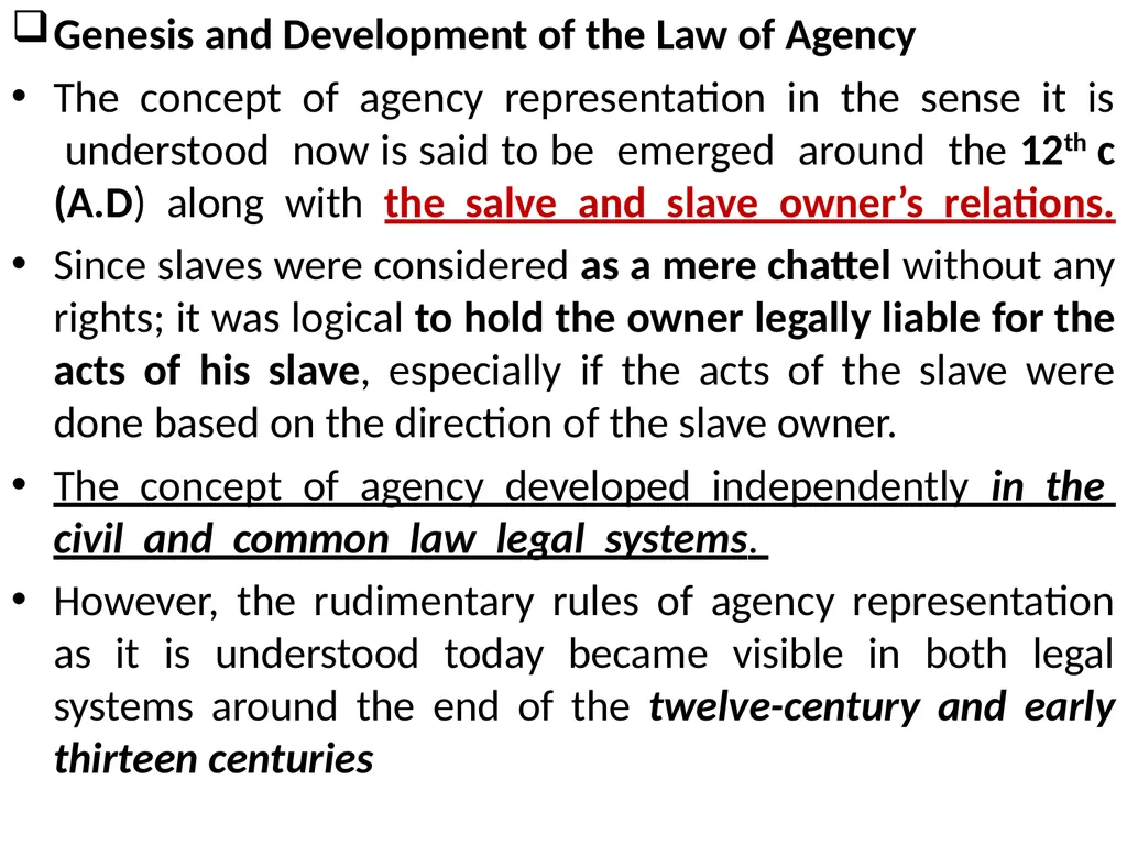 Chapter One 1. The concept of the law of agency - slide 17 of 185