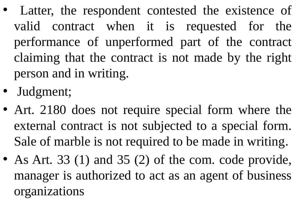 Chapter One 1. The concept of the law of agency - slide 176 of 185