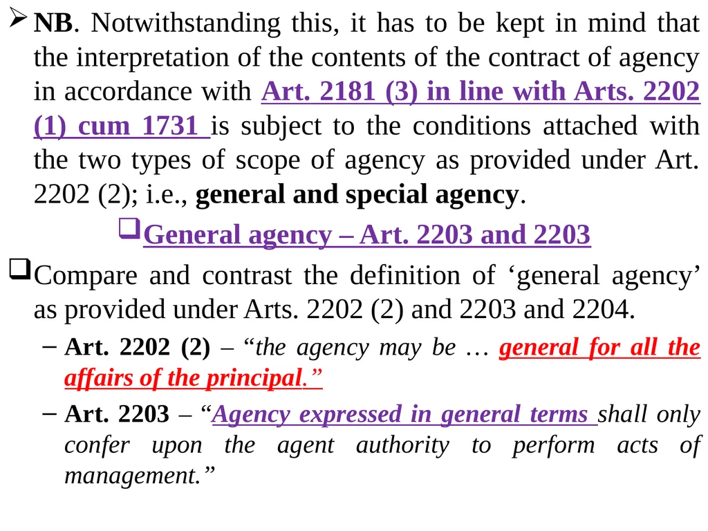 Chapter One 1. The concept of the law of agency - slide 72 of 185