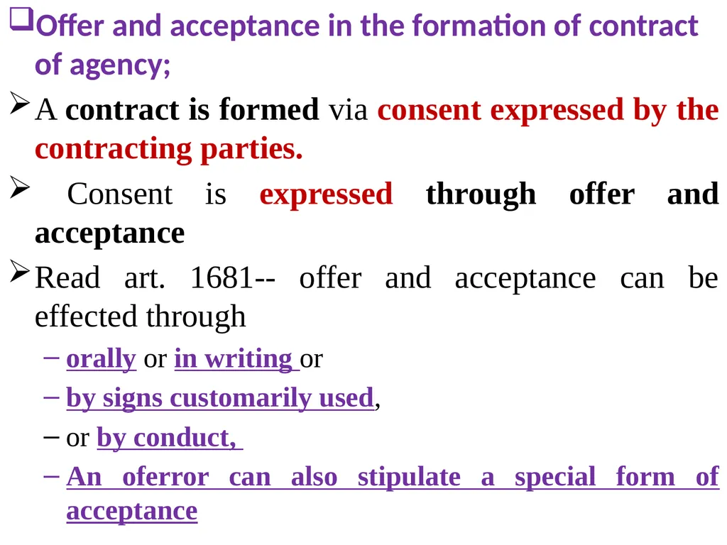 Chapter One 1. The concept of the law of agency - slide 64 of 185