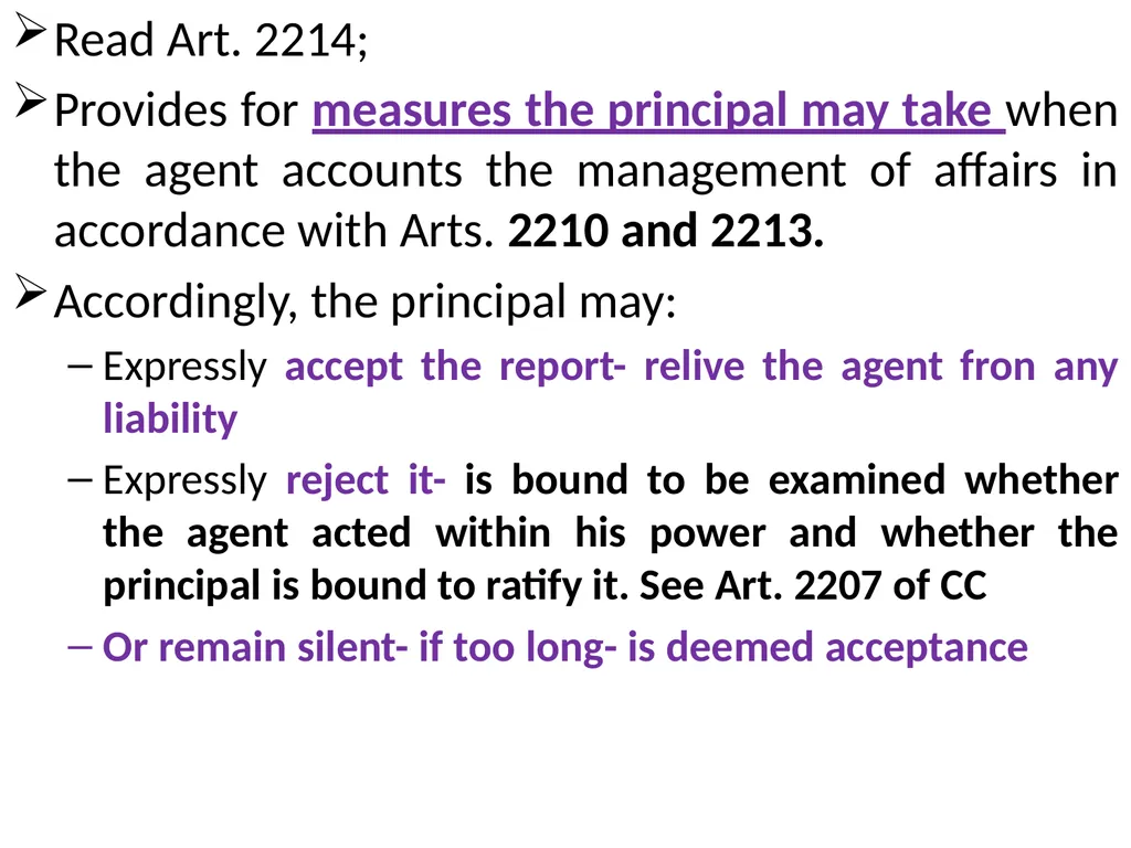 Chapter One 1. The concept of the law of agency - slide 169 of 185
