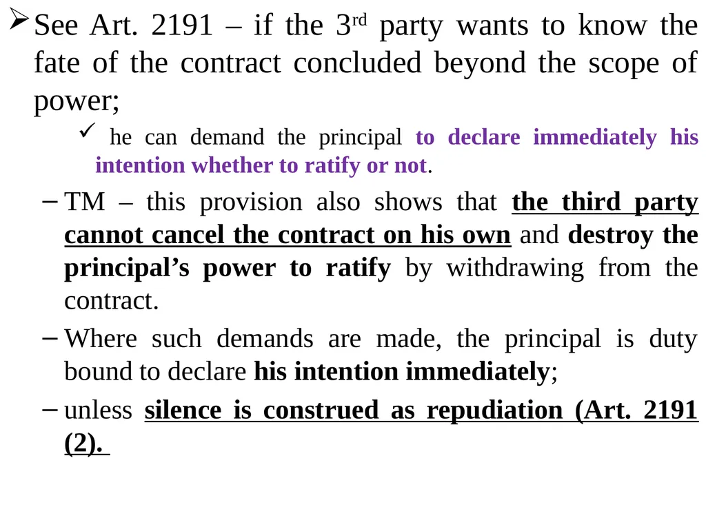Chapter One 1. The concept of the law of agency - slide 134 of 185