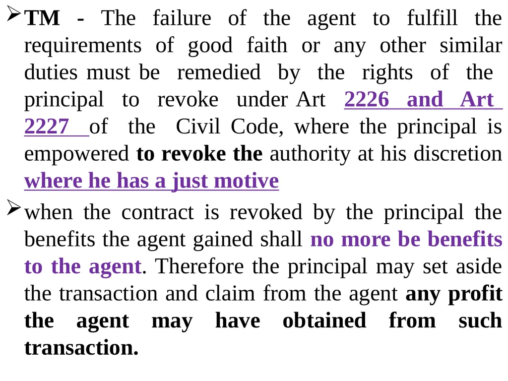 Chapter One 1. The concept of the law of agency - slide 166 of 185