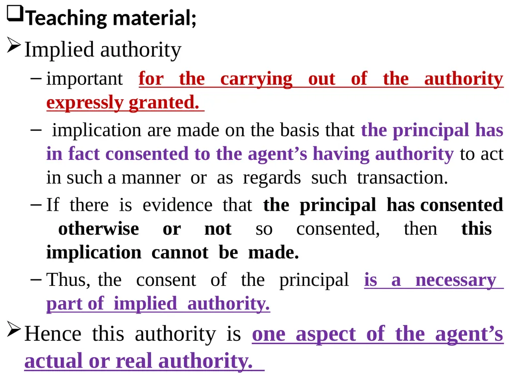 Chapter One 1. The concept of the law of agency - slide 91 of 185