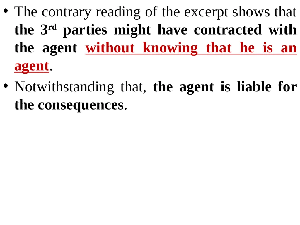 Chapter One 1. The concept of the law of agency - slide 106 of 185