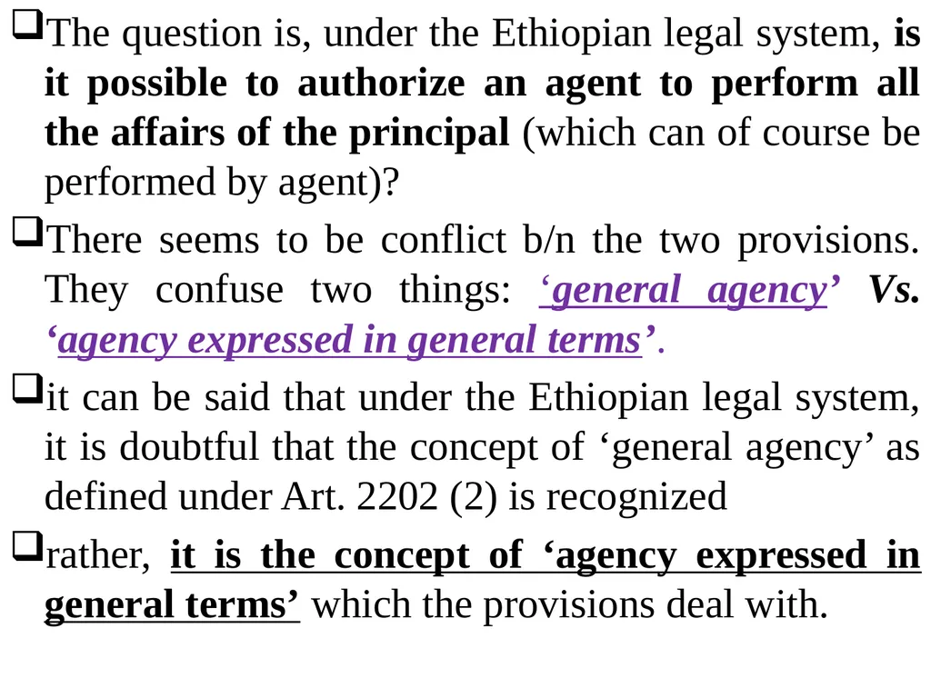 Chapter One 1. The concept of the law of agency - slide 73 of 185