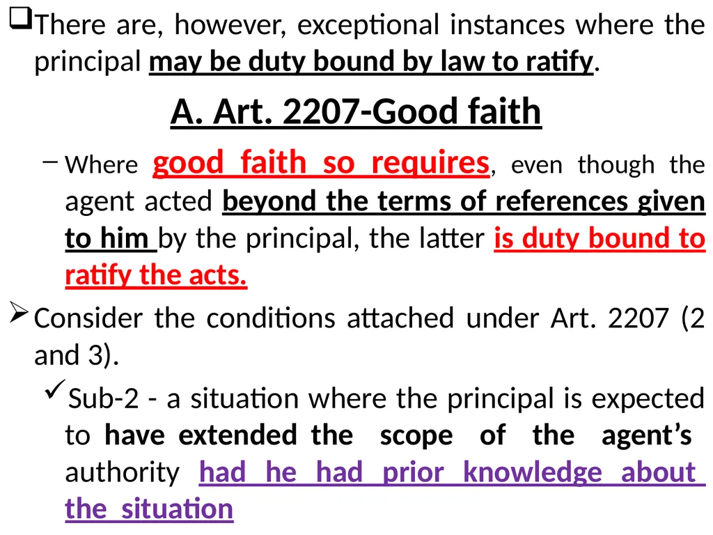 Chapter One 1. The concept of the law of agency - slide 124 of 185
