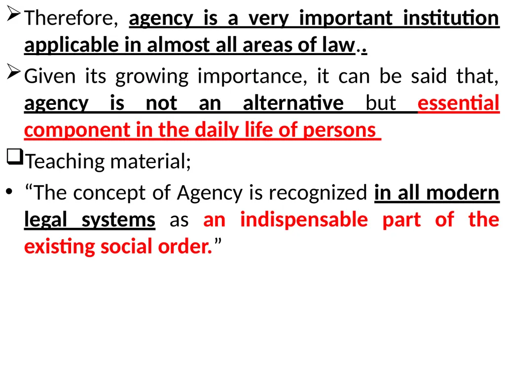 Chapter One 1. The concept of the law of agency - slide 2 of 185