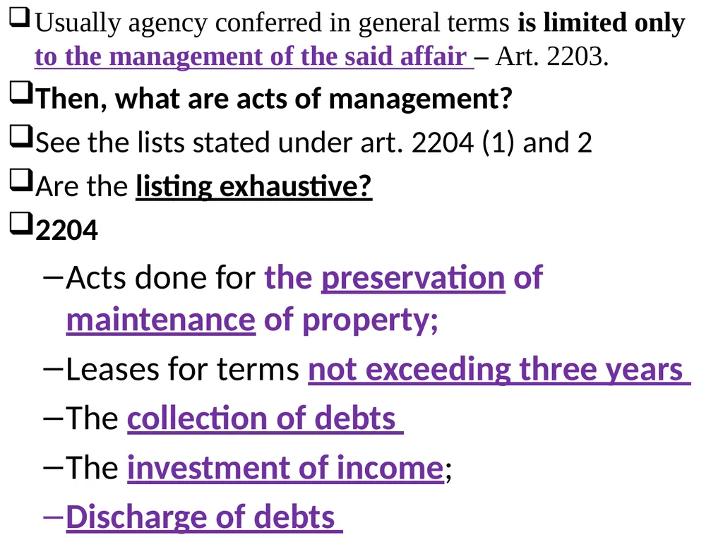 Chapter One 1. The concept of the law of agency - slide 75 of 185
