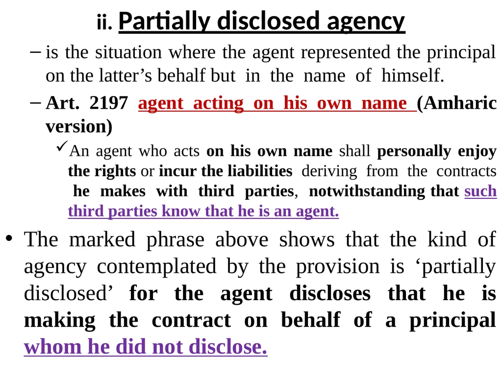 Chapter One 1. The concept of the law of agency - slide 103 of 185