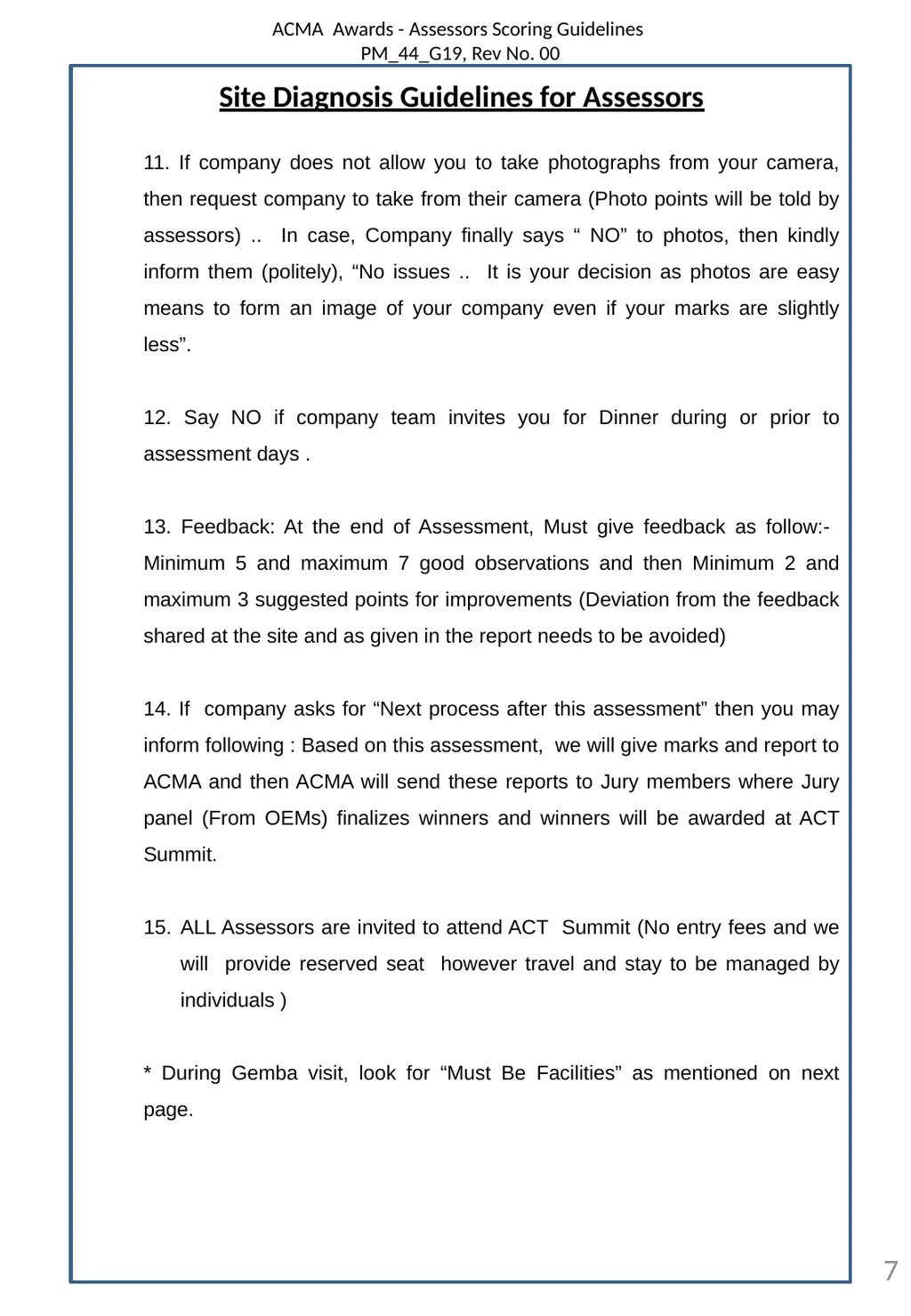 ACMA Awards Assessor Scoring Guidelines - slide 7 of 21
