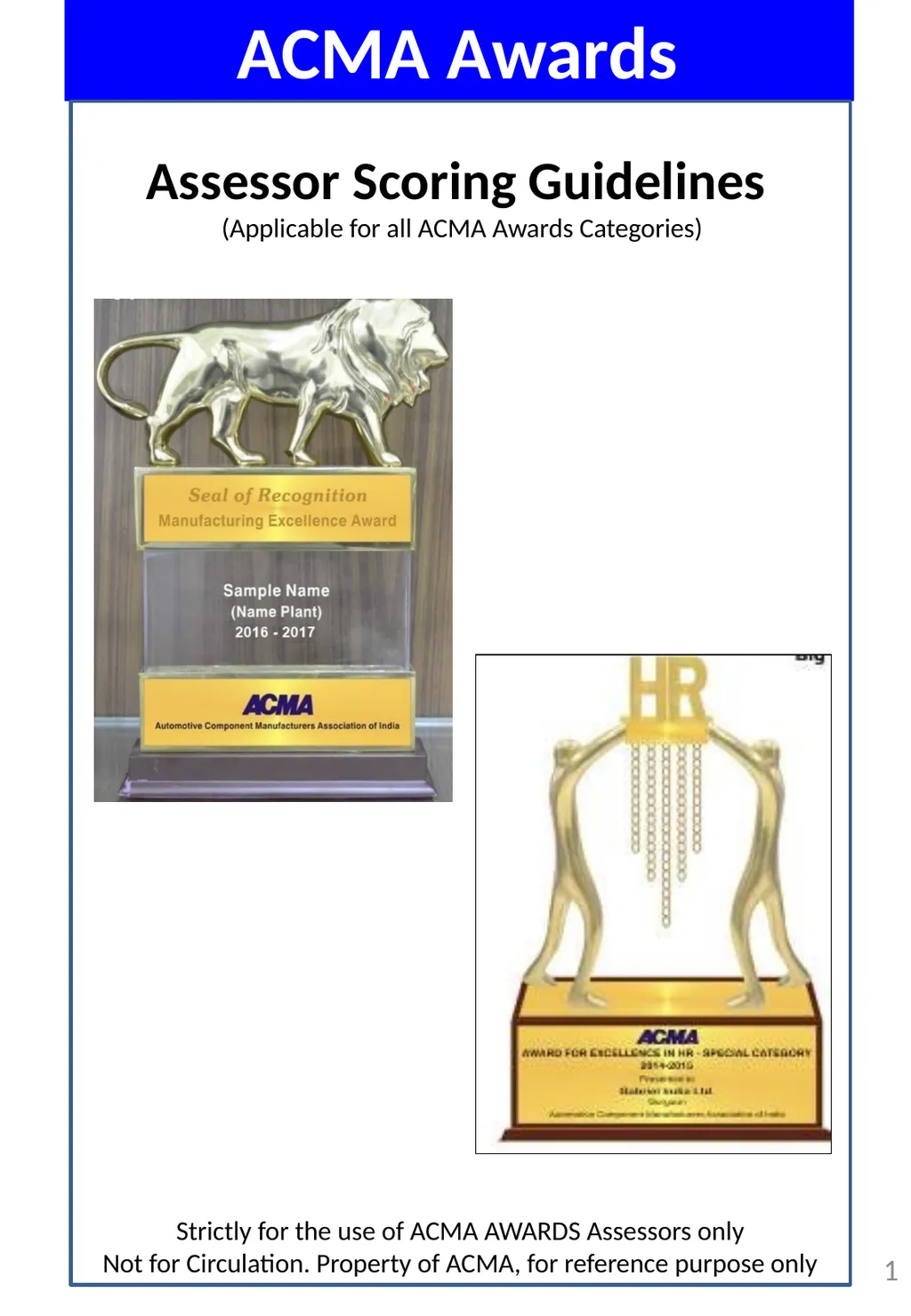 ACMA Awards Assessor Scoring Guidelines - slide 1 of 21