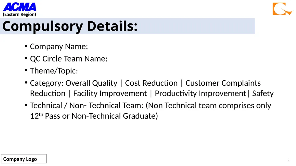 Quality Circle Competition Template & Scores Page - slide 2 of 13