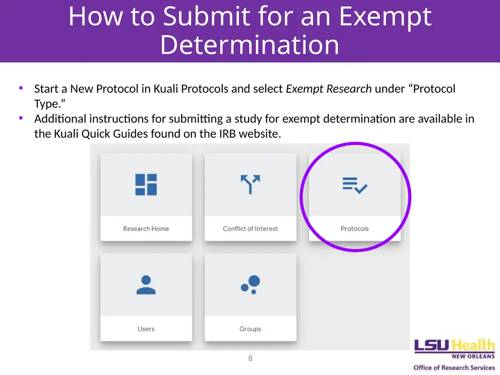 EXEMPT DETERMINATIONS AND LIMITED IRB REVIEW - slide 8 of 12