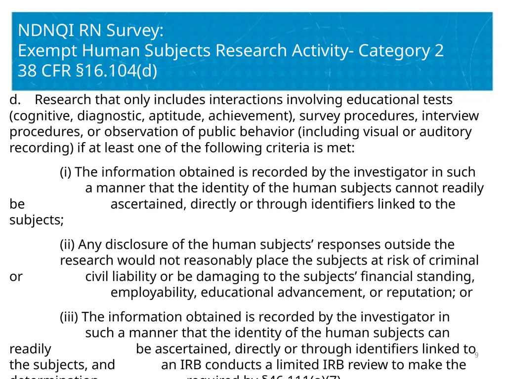 The Press Ganey RN Survey Research Study Lead - slide 9 of 19