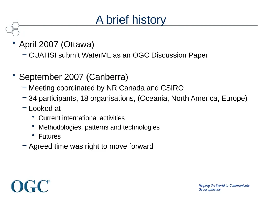 OGC/WMO Hydrology Domain Working Group David Lemon - slide 4 of 23