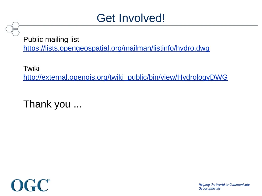 OGC/WMO Hydrology Domain Working Group David Lemon - slide 23 of 23