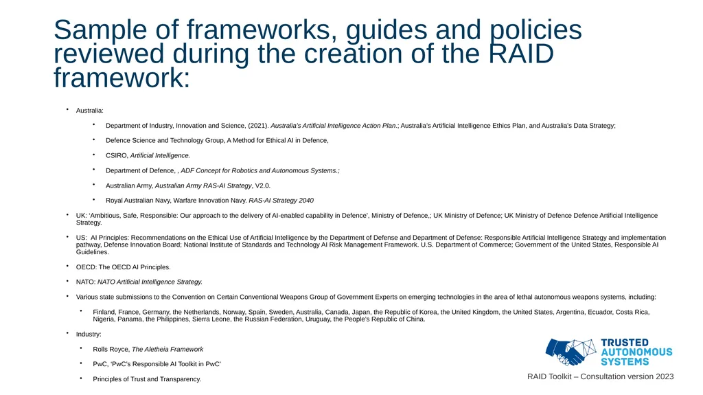 Responsible Artificial Intelligence for Defence - slide 62 of 65