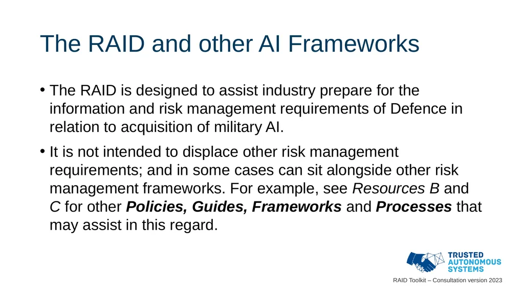 Responsible Artificial Intelligence for Defence - slide 25 of 65