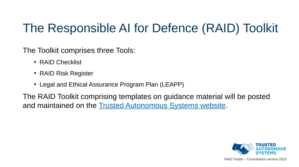 Responsible Artificial Intelligence for Defence - slide 12 of 65
