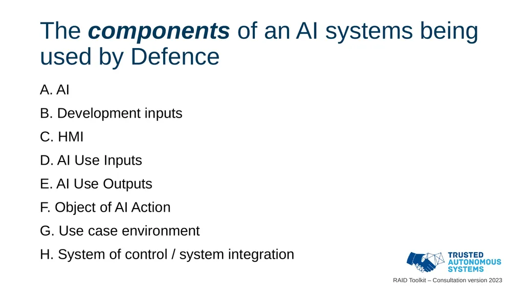 Responsible Artificial Intelligence for Defence - slide 19 of 65